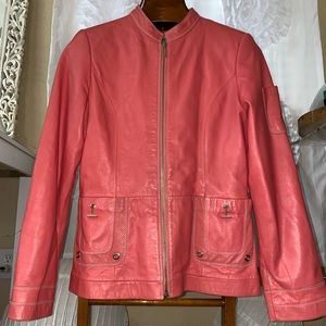 Salmon Pink Bradley Bayou Leather Jacket Sz XS